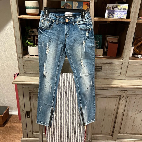 One Teaspoon Denim - One X One Teaspoon awesome baggies distressed paint splatter pants size 27